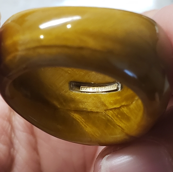 14kt Tiger eye dome ring - Picture 6 of 7